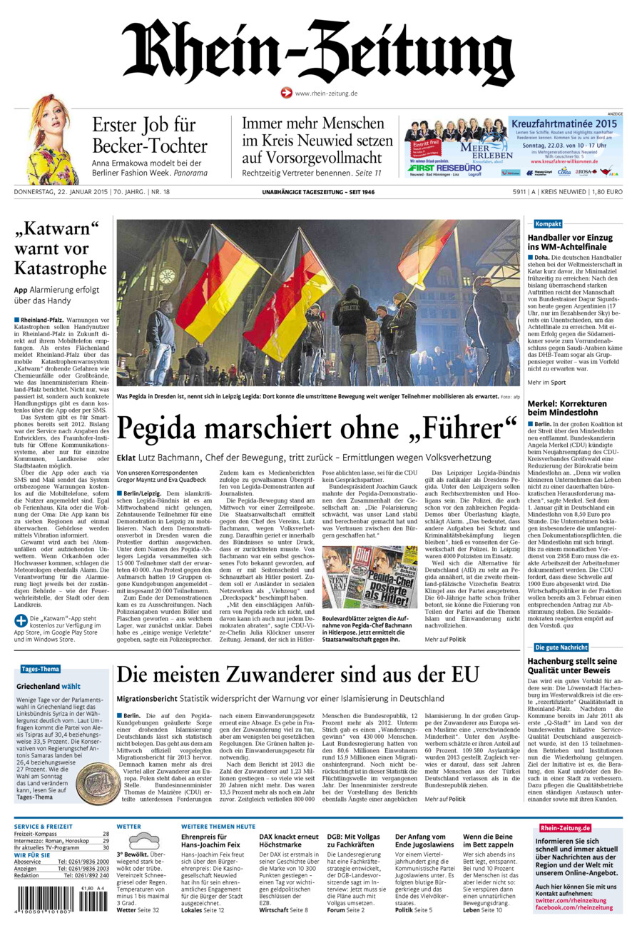 Rhein-Zeitung Kreis Neuwied vom Donnerstag, 22.01.2015
