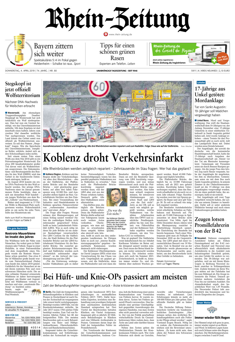 Rhein-Zeitung Kreis Neuwied vom Donnerstag, 04.04.2019