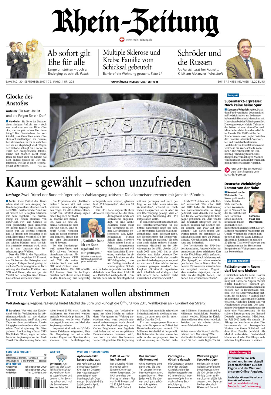 Rhein-Zeitung Kreis Neuwied vom Samstag, 30.09.2017