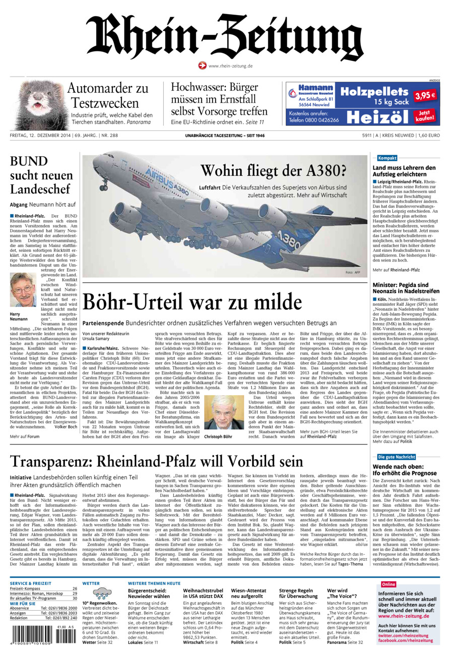Rhein-Zeitung Kreis Neuwied vom Freitag, 12.12.2014
