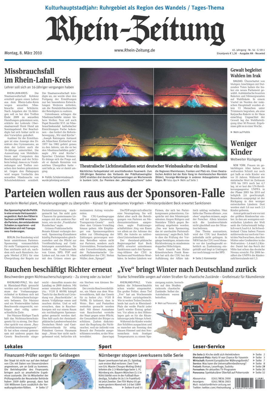 Rhein-Zeitung Kreis Neuwied vom Montag, 08.03.2010