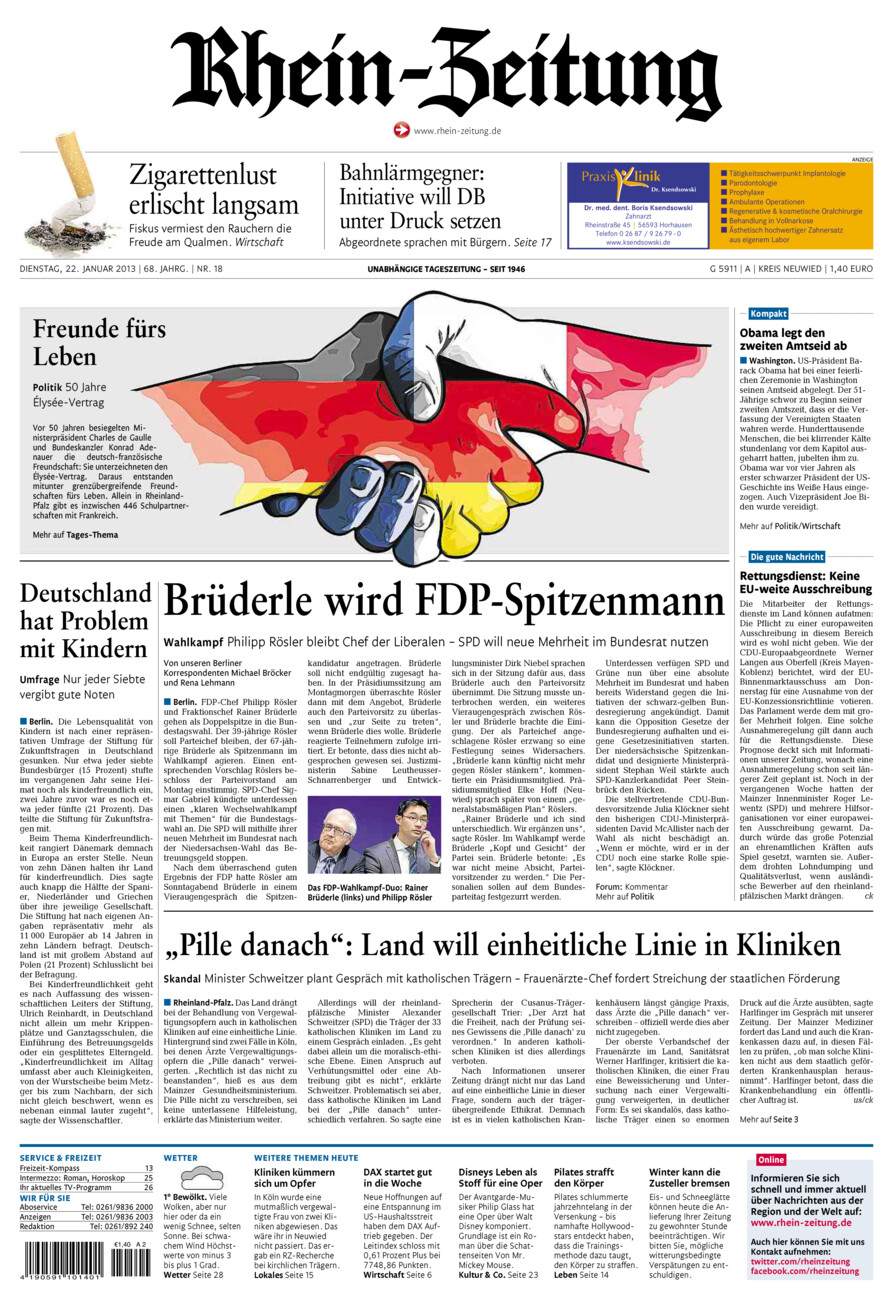 Rhein-Zeitung Kreis Neuwied vom Dienstag, 22.01.2013