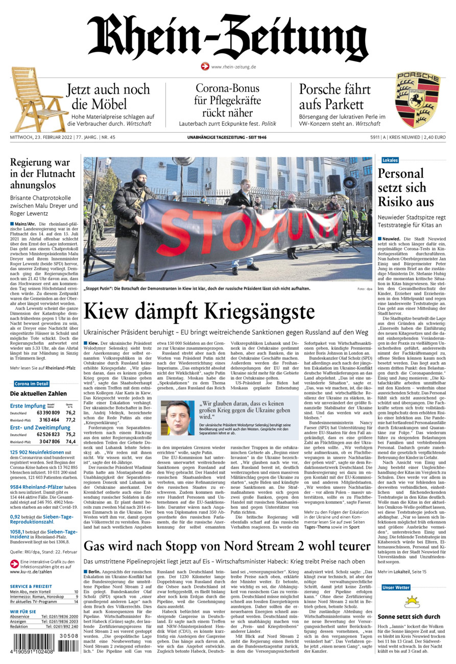 Rhein-Zeitung Kreis Neuwied vom Mittwoch, 23.02.2022