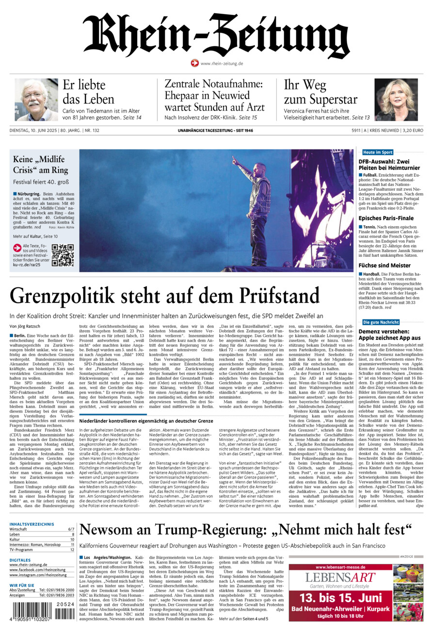 Rhein-Zeitung Kreis Neuwied vom Dienstag, 10.06.2025