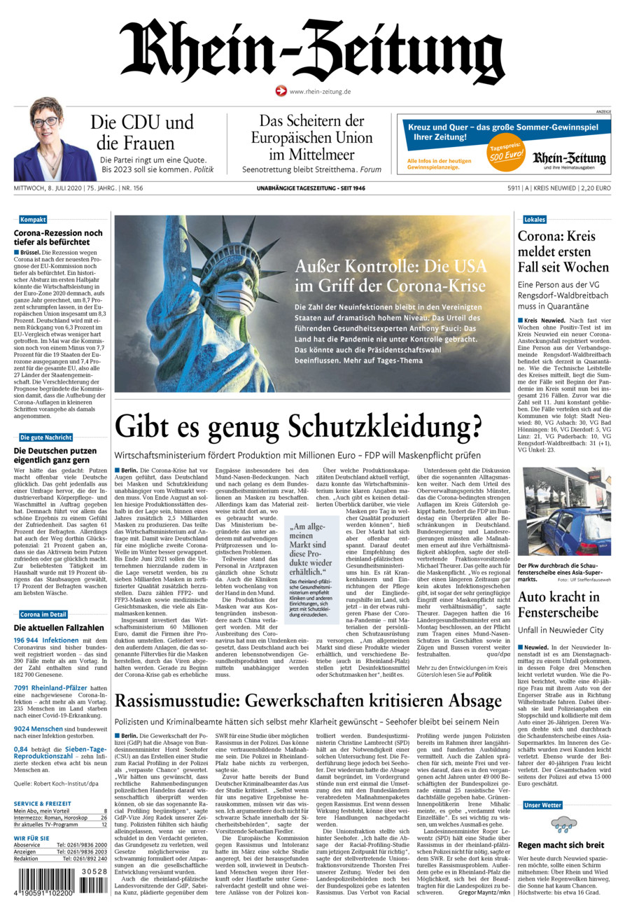 Rhein-Zeitung Kreis Neuwied vom Mittwoch, 08.07.2020