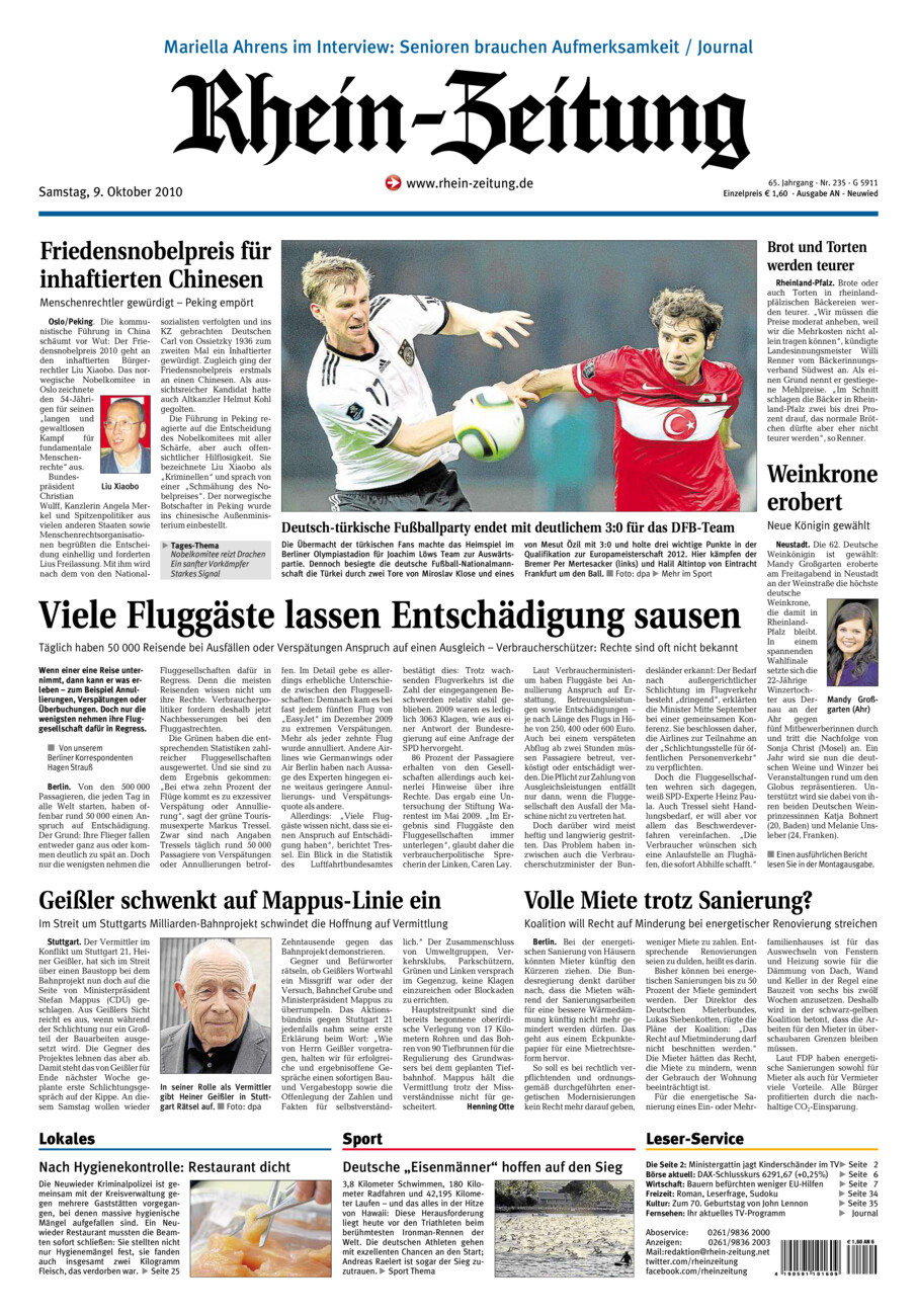Rhein-Zeitung Kreis Neuwied vom Samstag, 09.10.2010