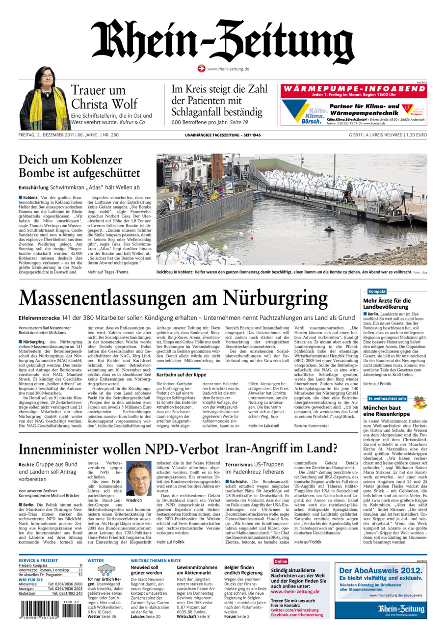 Rhein-Zeitung Kreis Neuwied vom Freitag, 02.12.2011