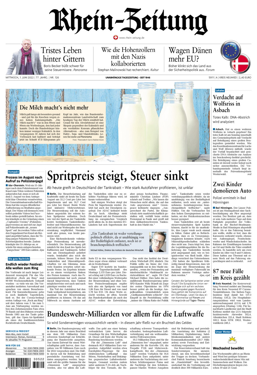 Rhein-Zeitung Kreis Neuwied vom Mittwoch, 01.06.2022