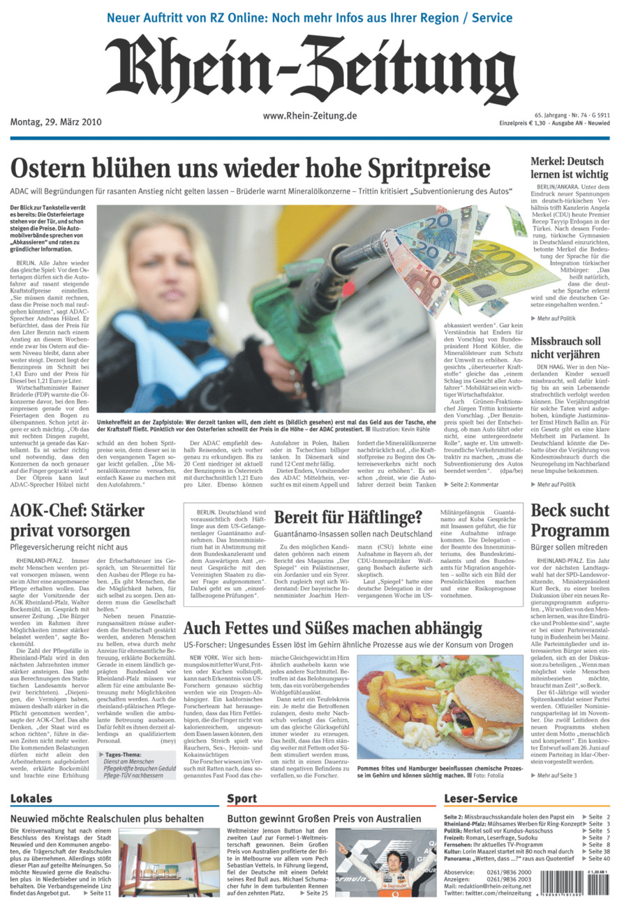 Rhein-Zeitung Kreis Neuwied vom Montag, 29.03.2010