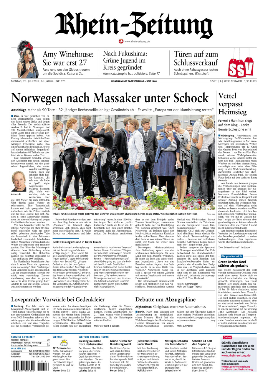 Rhein-Zeitung Kreis Neuwied vom Montag, 25.07.2011