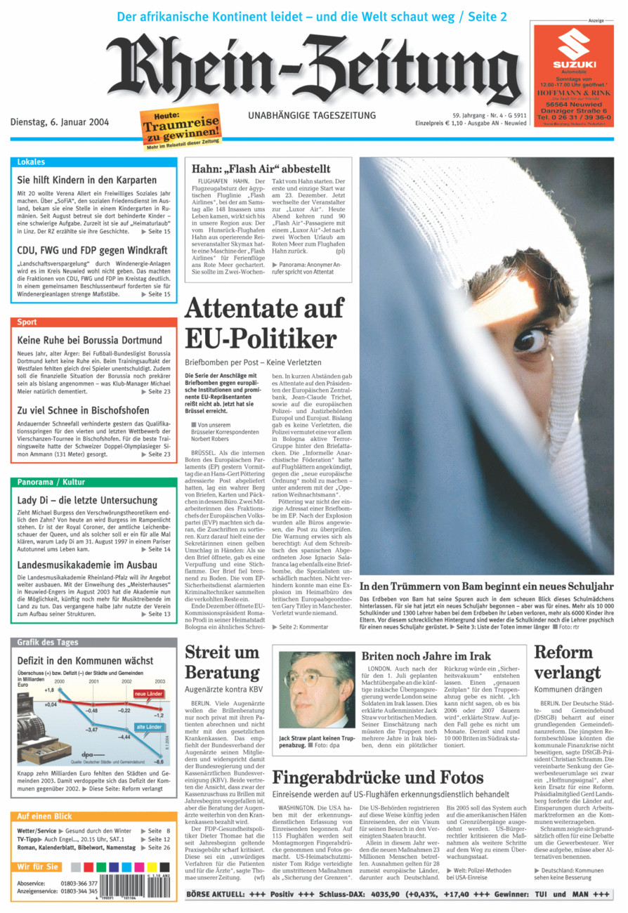 Rhein-Zeitung Kreis Neuwied vom Dienstag, 06.01.2004