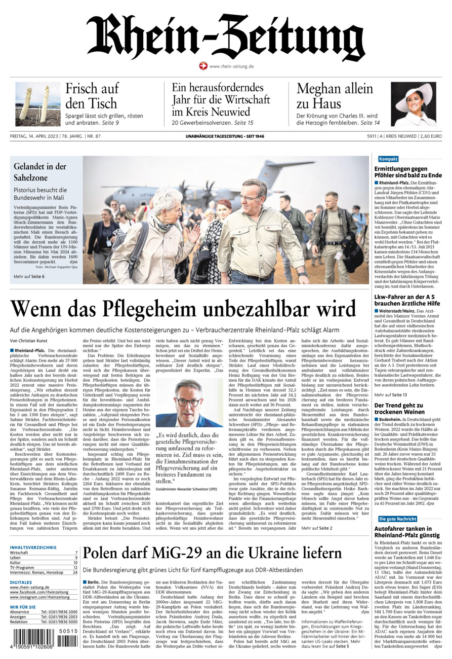 Rhein-Zeitung Kreis Neuwied vom Freitag, 14.04.2023