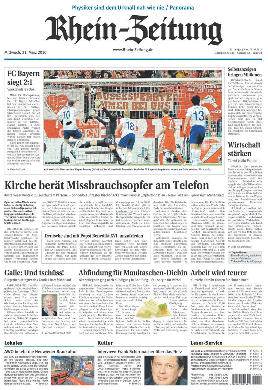 Rhein-Zeitung Kreis Neuwied vom Mittwoch, 31.03.2010