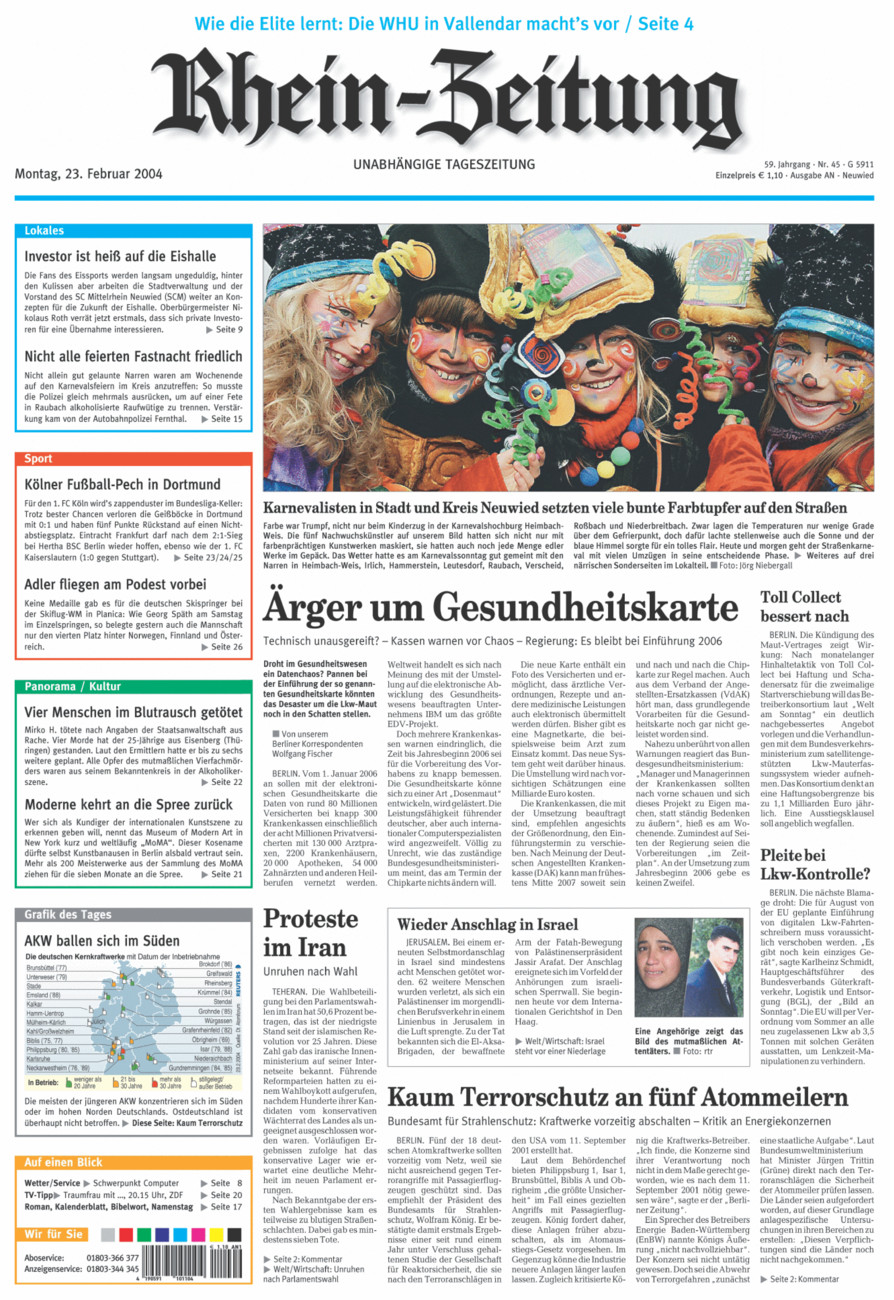 Rhein-Zeitung Kreis Neuwied vom Montag, 23.02.2004