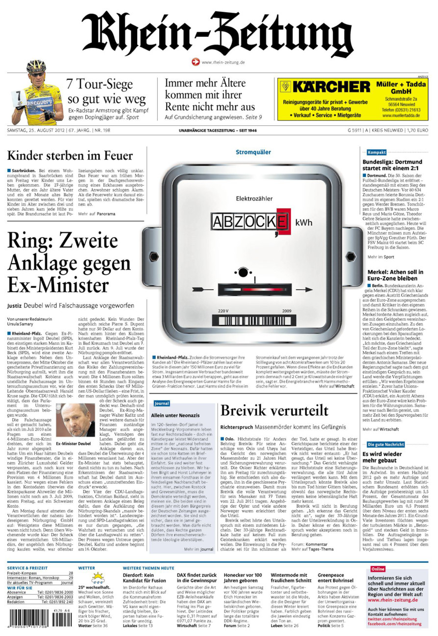 Rhein-Zeitung Kreis Neuwied vom Samstag, 25.08.2012