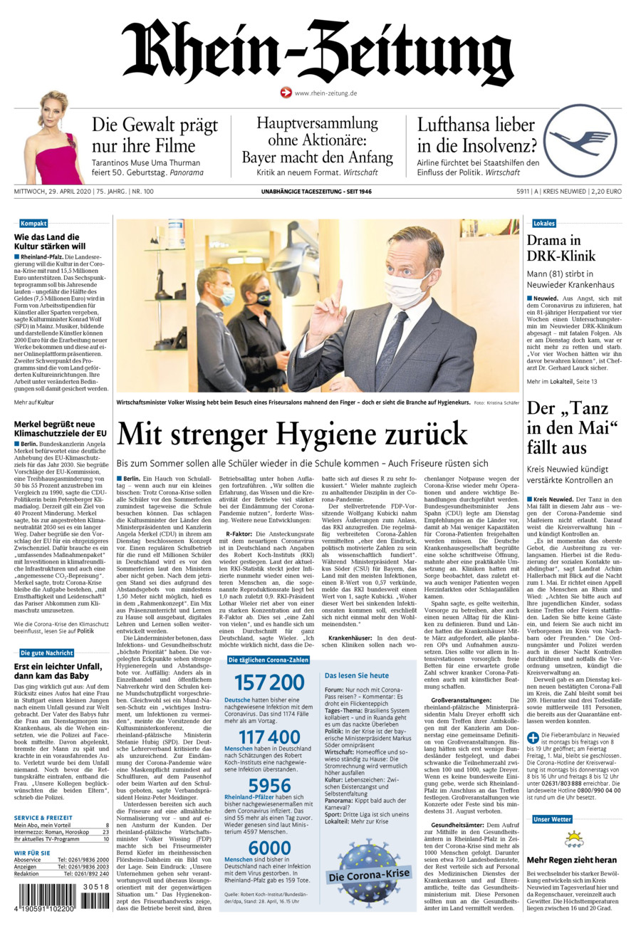 Rhein-Zeitung Kreis Neuwied vom Mittwoch, 29.04.2020