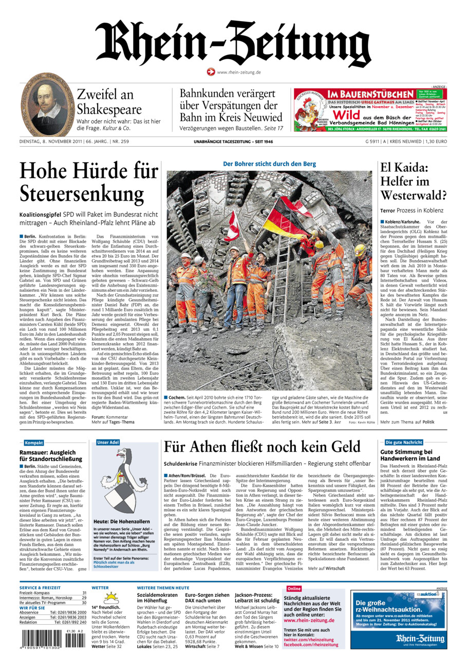 Rhein-Zeitung Kreis Neuwied vom Dienstag, 08.11.2011