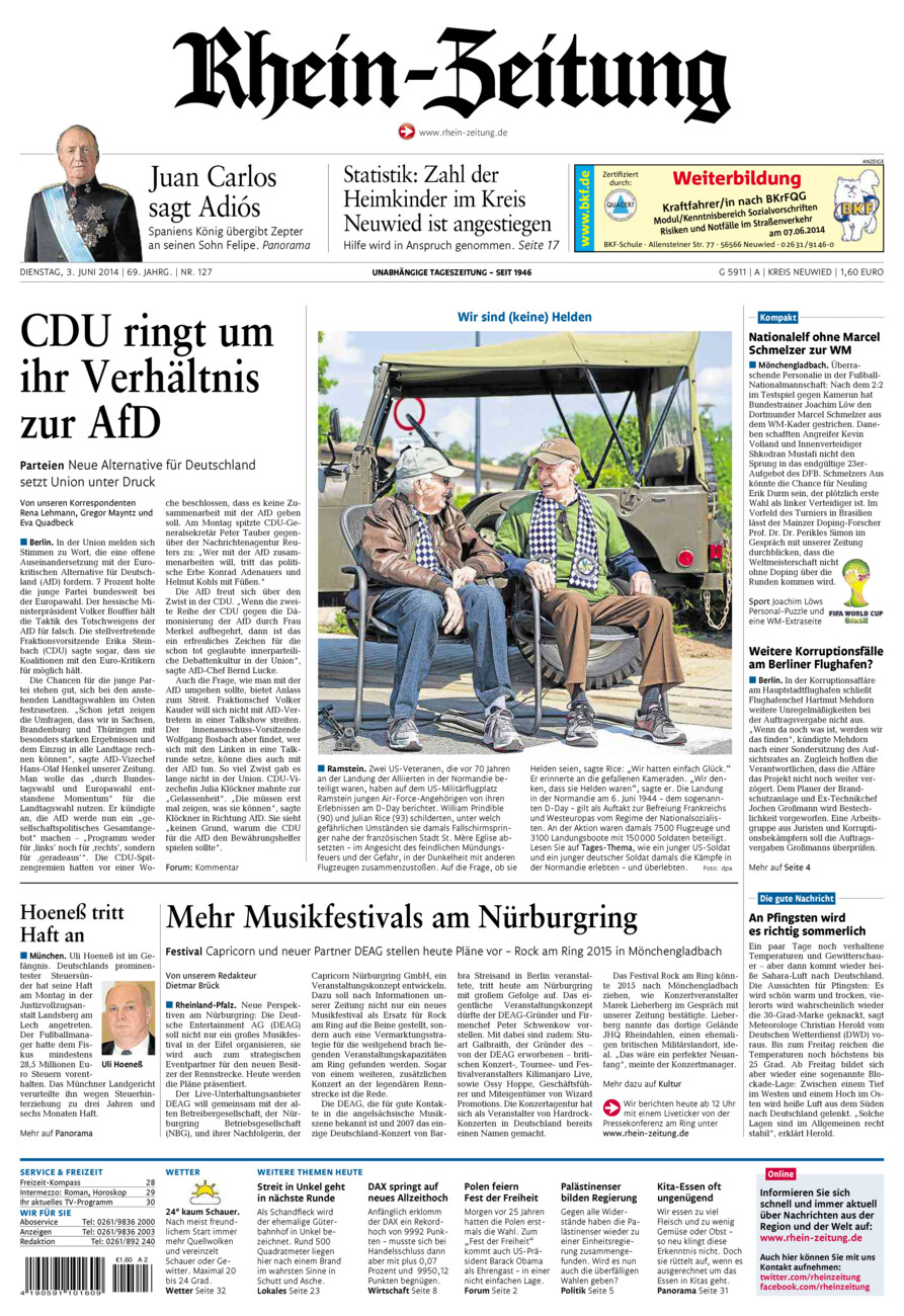 Rhein-Zeitung Kreis Neuwied vom Dienstag, 03.06.2014