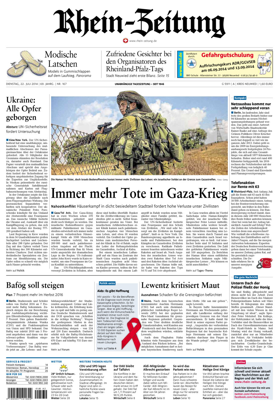 Rhein-Zeitung Kreis Neuwied vom Dienstag, 22.07.2014