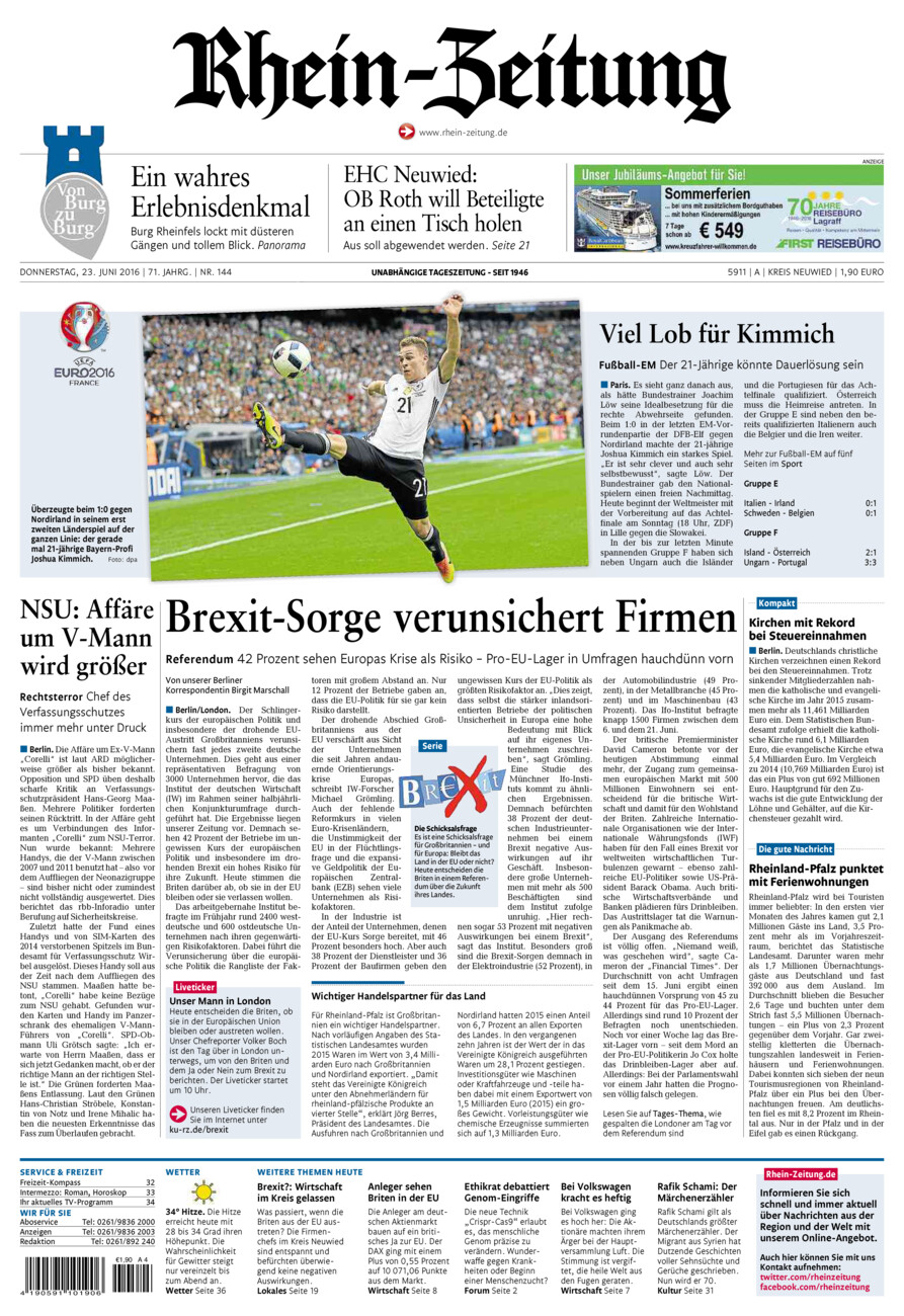 Rhein-Zeitung Kreis Neuwied vom Donnerstag, 23.06.2016