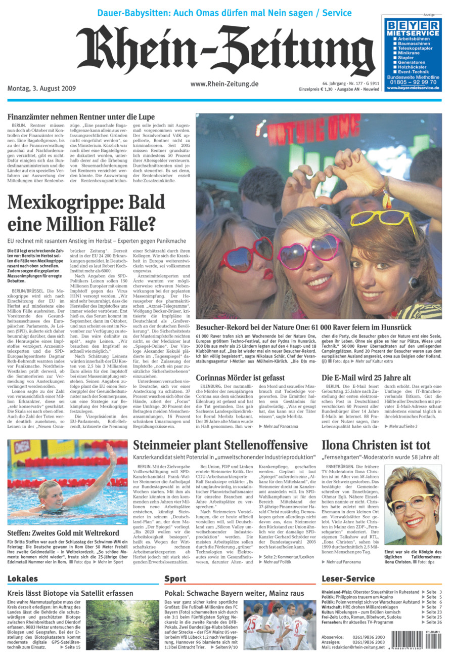 Rhein-Zeitung Kreis Neuwied vom Montag, 03.08.2009