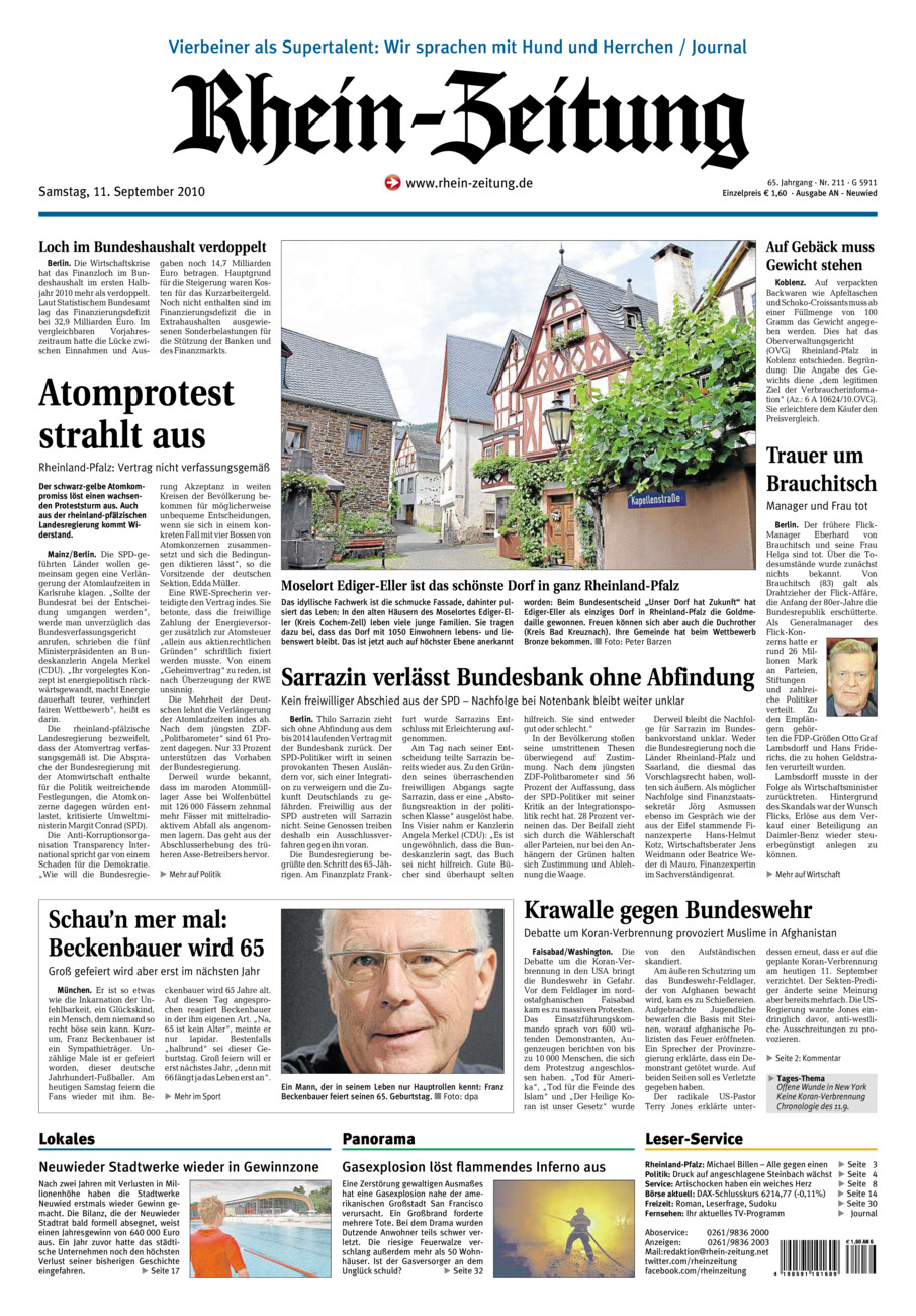 Rhein-Zeitung Kreis Neuwied vom Samstag, 11.09.2010