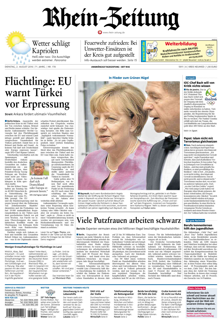 Rhein-Zeitung Kreis Neuwied vom Dienstag, 02.08.2016