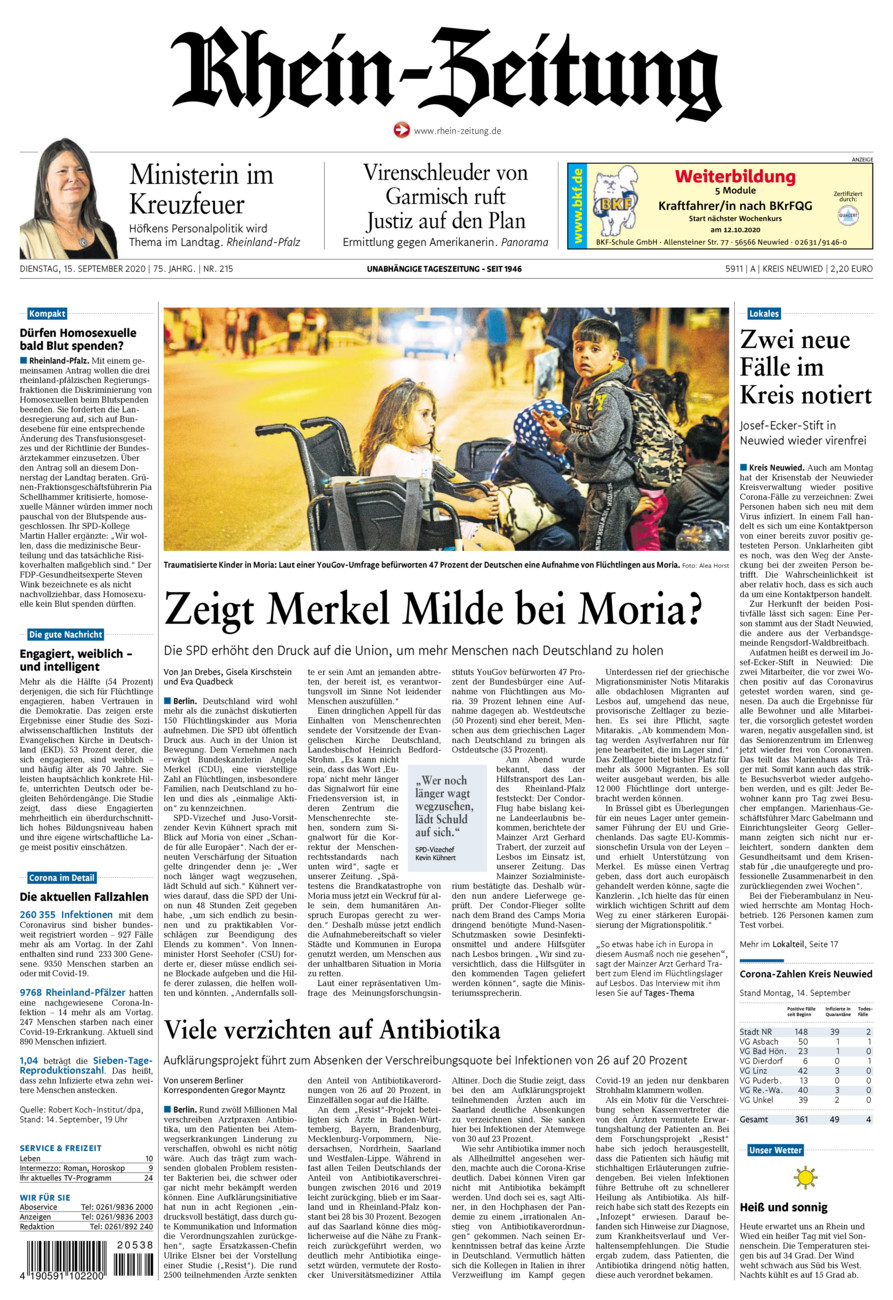 Rhein-Zeitung Kreis Neuwied vom Dienstag, 15.09.2020