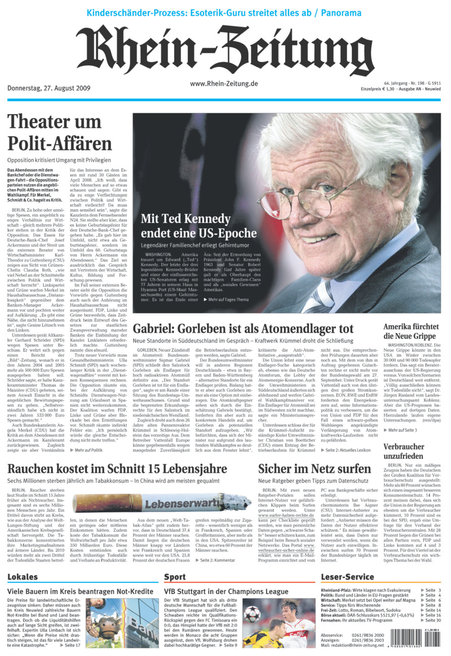 Rhein-Zeitung Kreis Neuwied vom Donnerstag, 27.08.2009