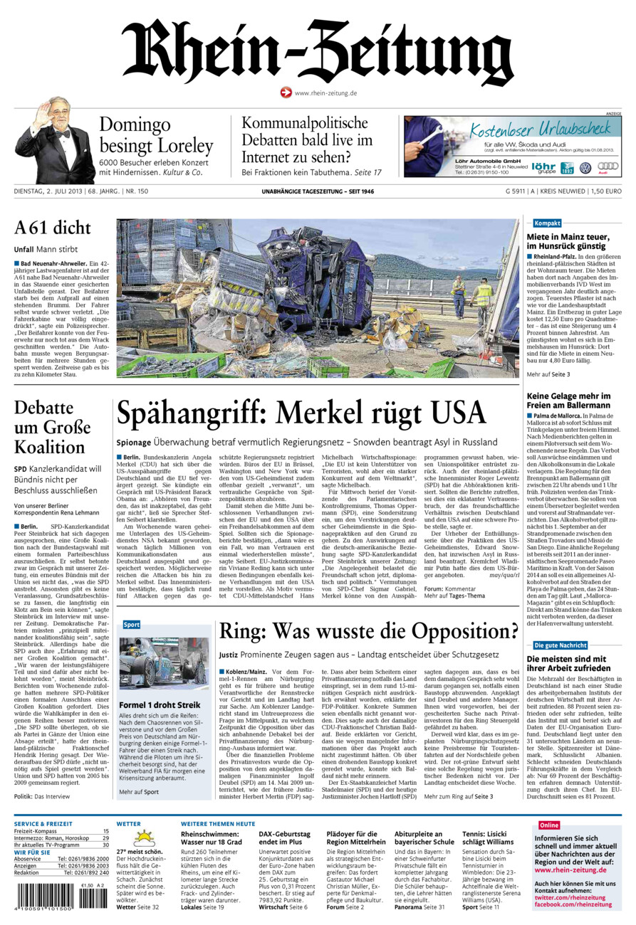 Rhein-Zeitung Kreis Neuwied vom Dienstag, 02.07.2013