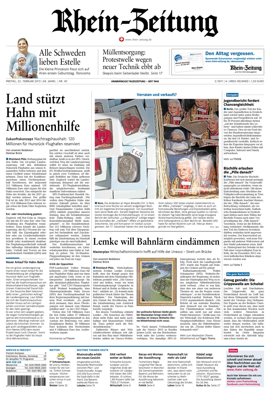 Rhein-Zeitung Kreis Neuwied vom Freitag, 22.02.2013