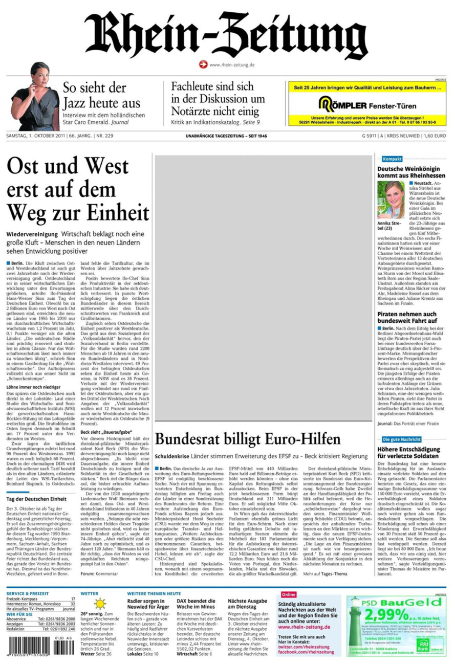 Rhein-Zeitung Kreis Neuwied vom Samstag, 01.10.2011