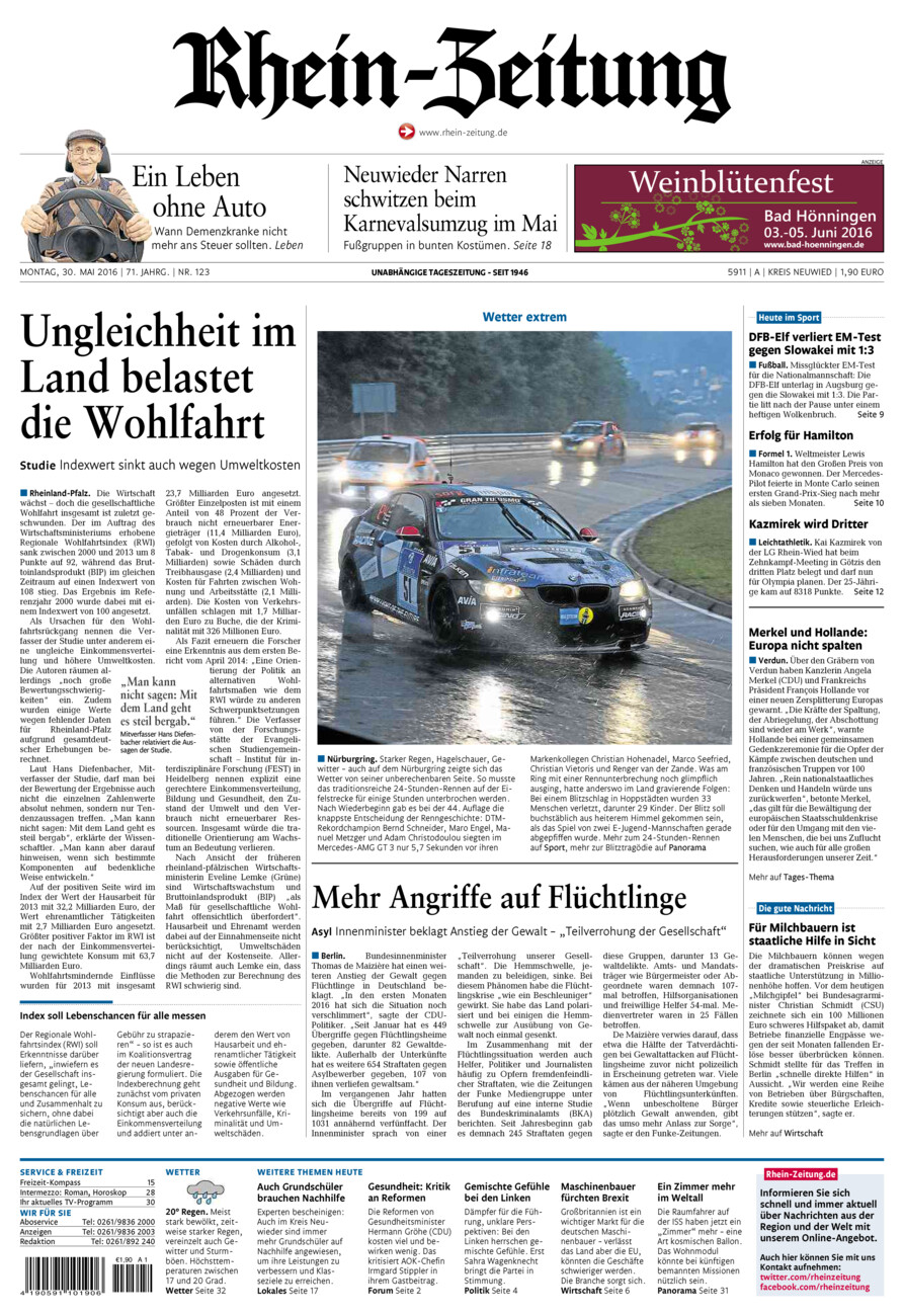 Rhein-Zeitung Kreis Neuwied vom Montag, 30.05.2016