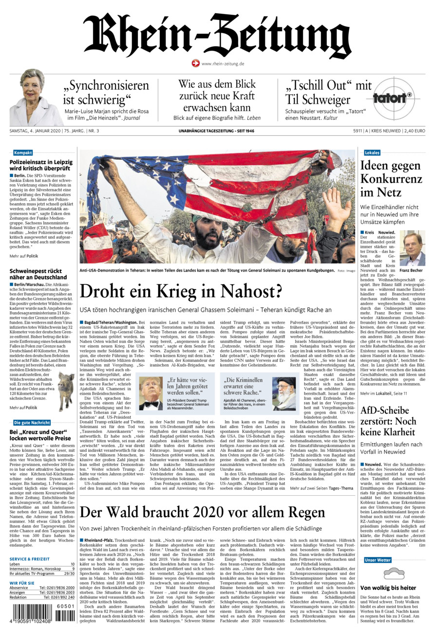 Rhein-Zeitung Kreis Neuwied vom Samstag, 04.01.2020