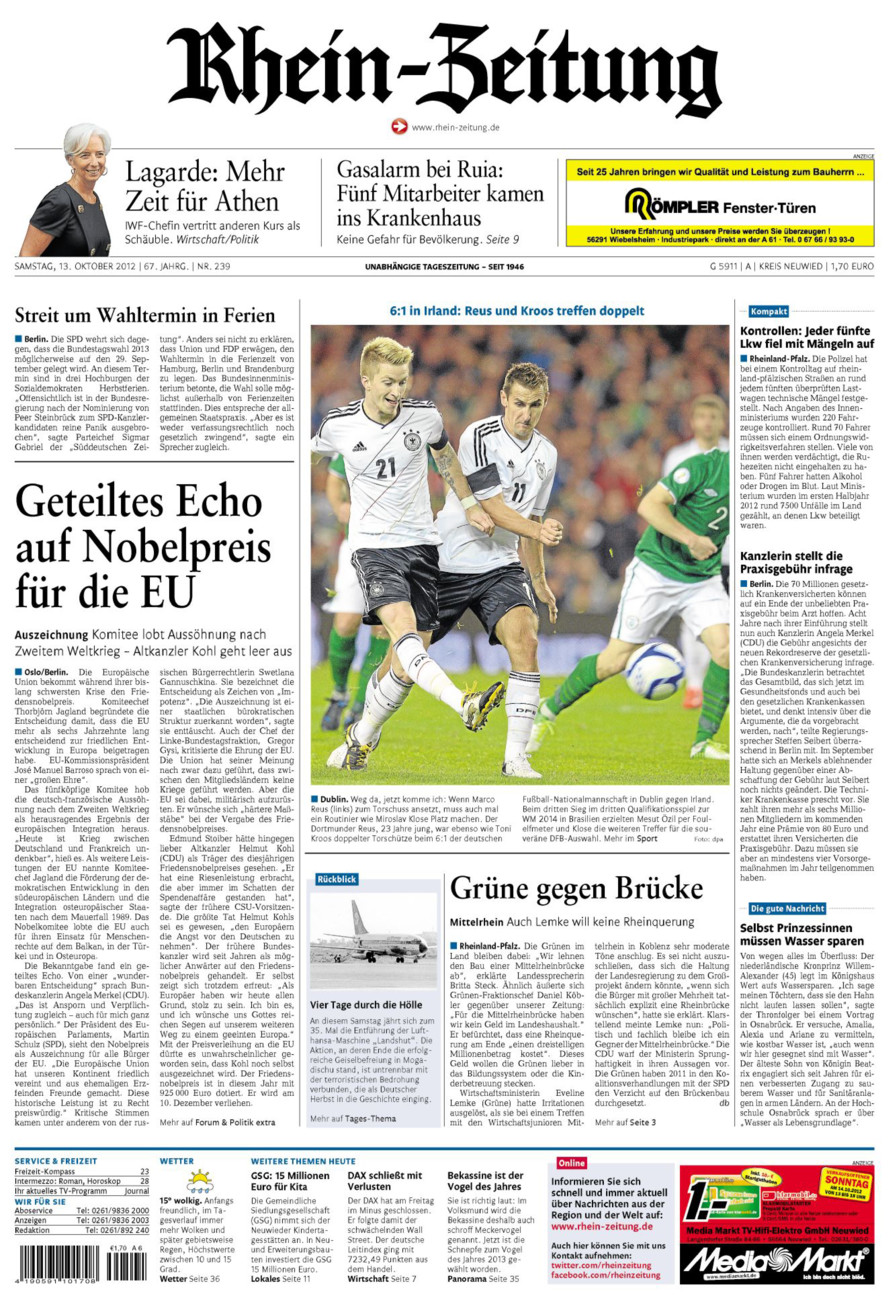 Rhein-Zeitung Kreis Neuwied vom Samstag, 13.10.2012