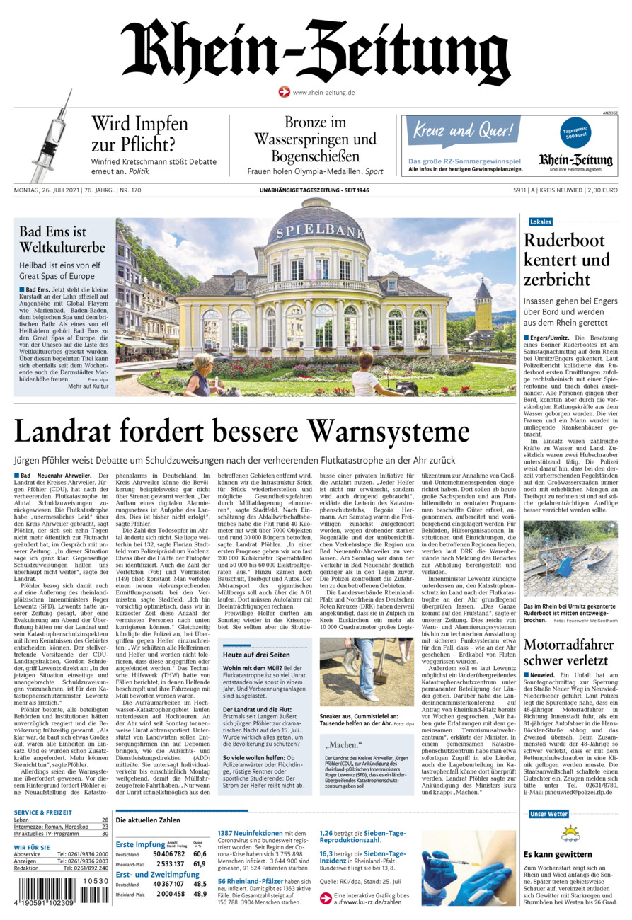 Rhein-Zeitung Kreis Neuwied vom Montag, 26.07.2021