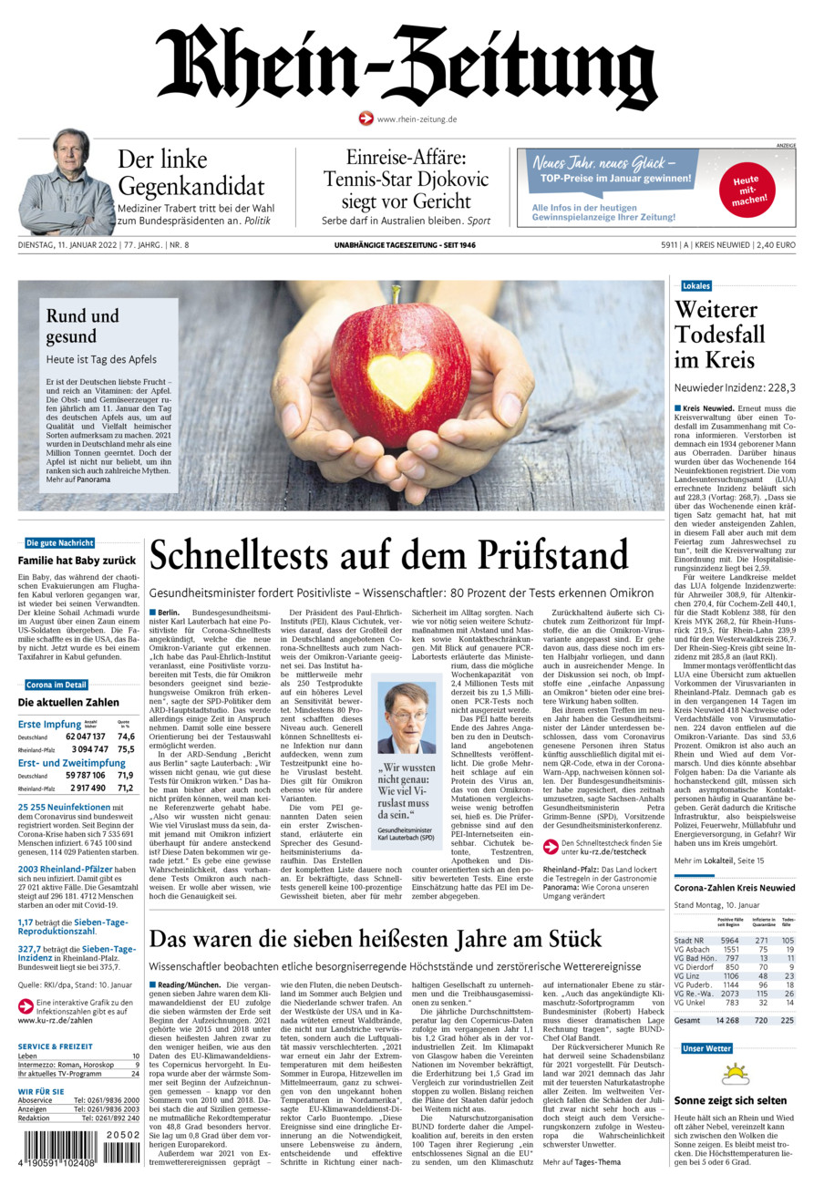 Rhein-Zeitung Kreis Neuwied vom Dienstag, 11.01.2022