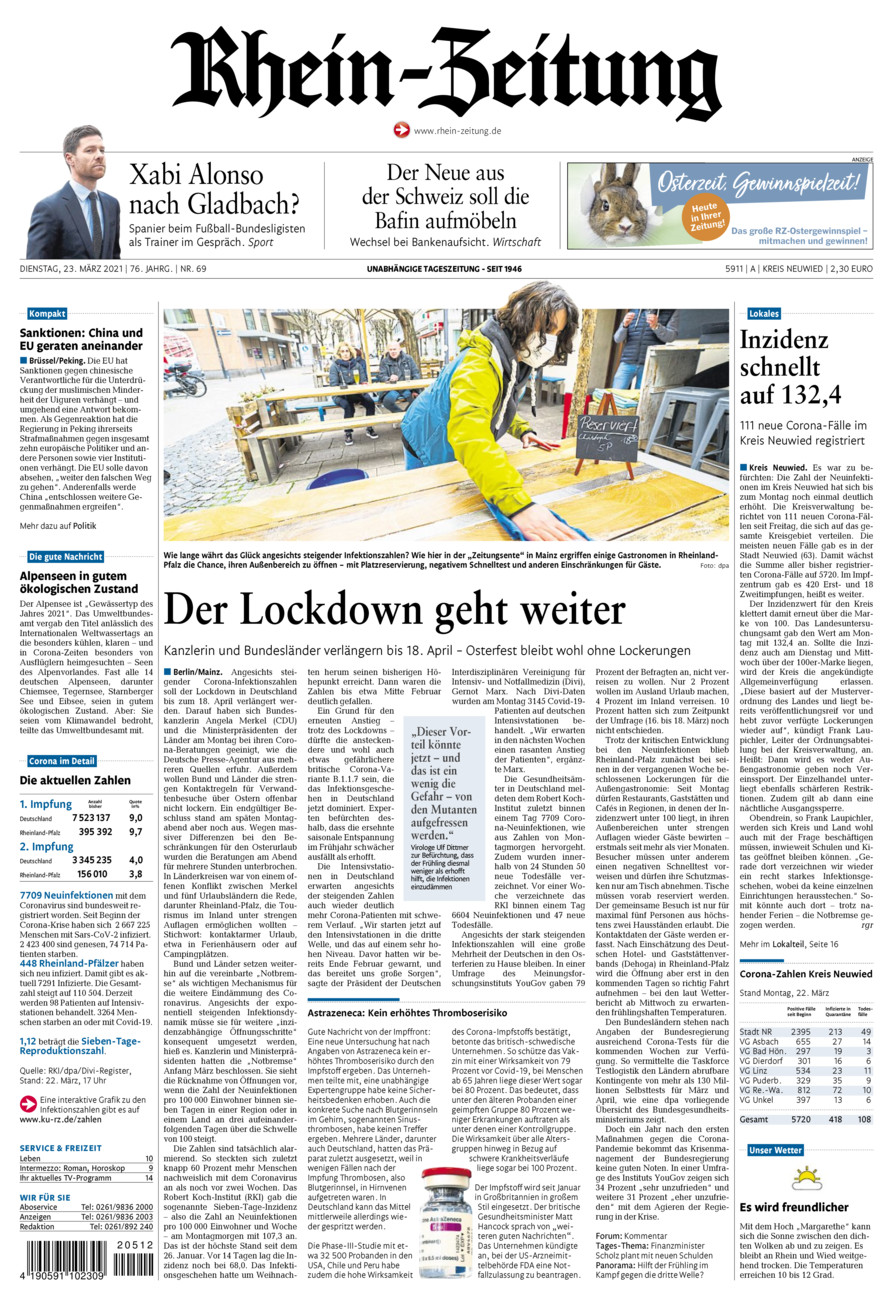 Rhein-Zeitung Kreis Neuwied vom Dienstag, 23.03.2021