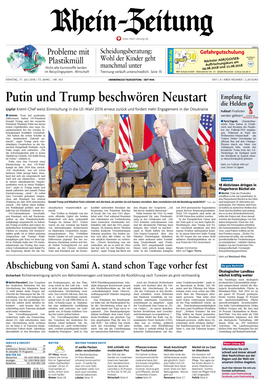 Rhein-Zeitung Kreis Neuwied vom Dienstag, 17.07.2018