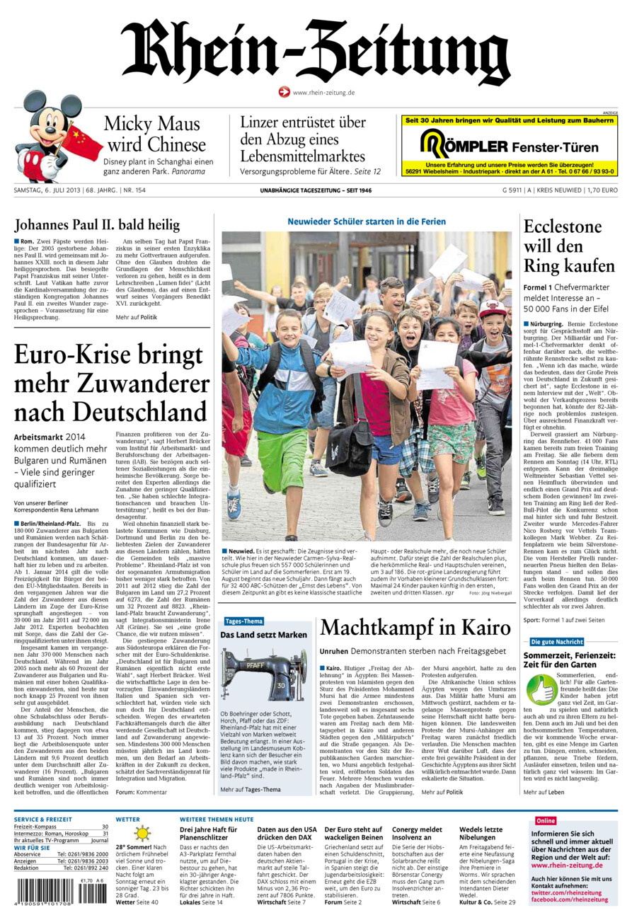 Rhein-Zeitung Kreis Neuwied vom Samstag, 06.07.2013