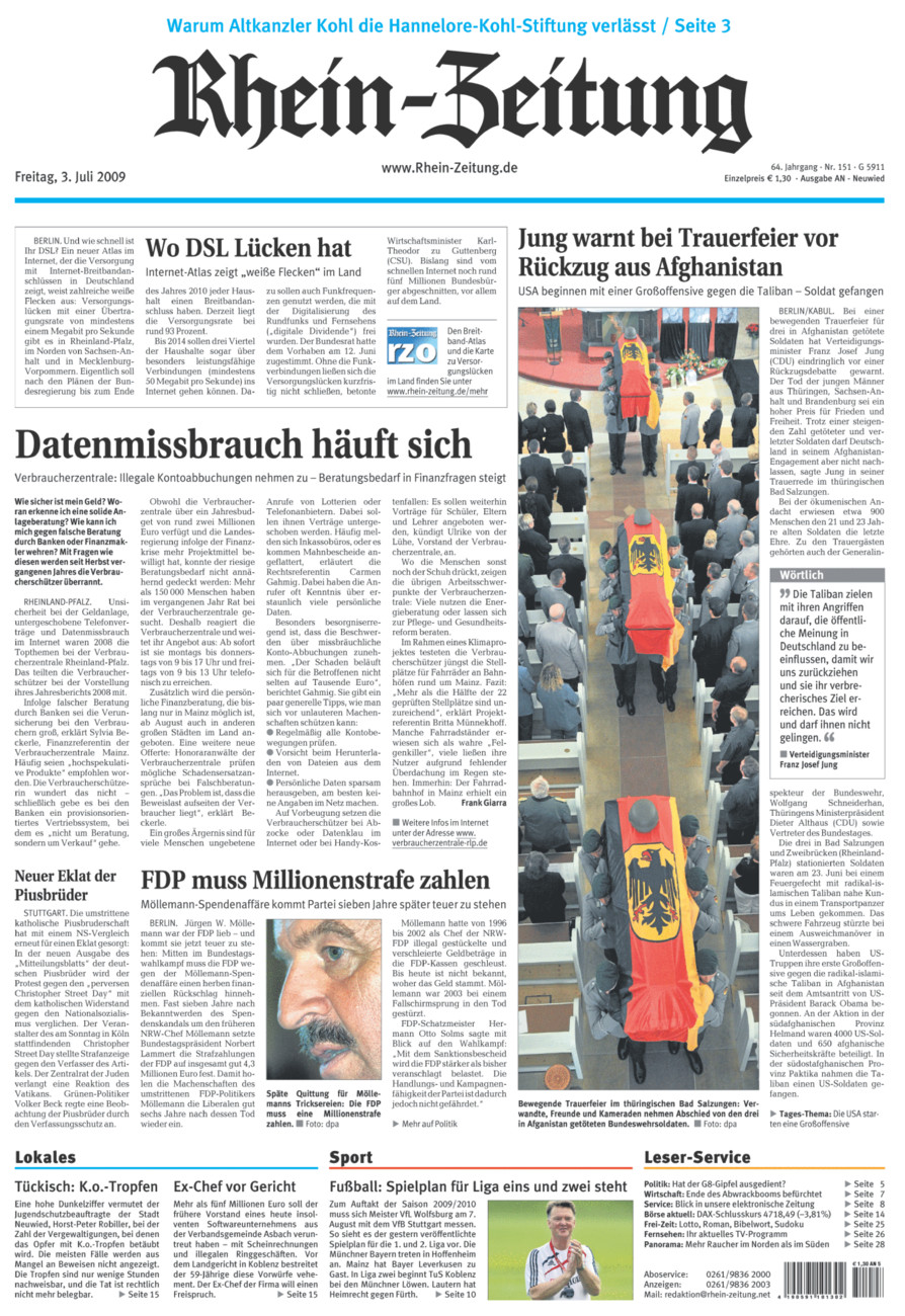 Rhein-Zeitung Kreis Neuwied vom Freitag, 03.07.2009