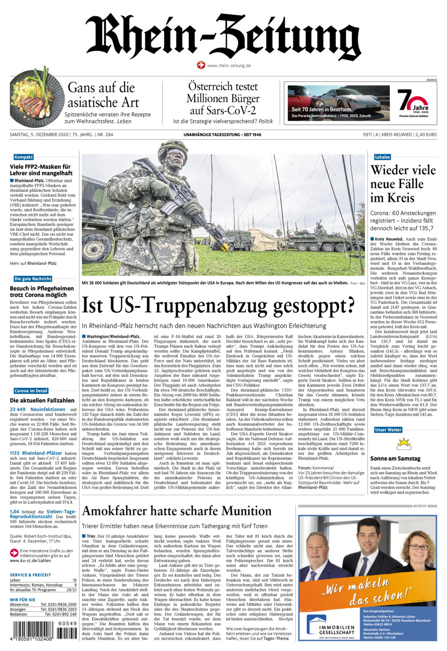 Rhein-Zeitung Kreis Neuwied vom Samstag, 05.12.2020
