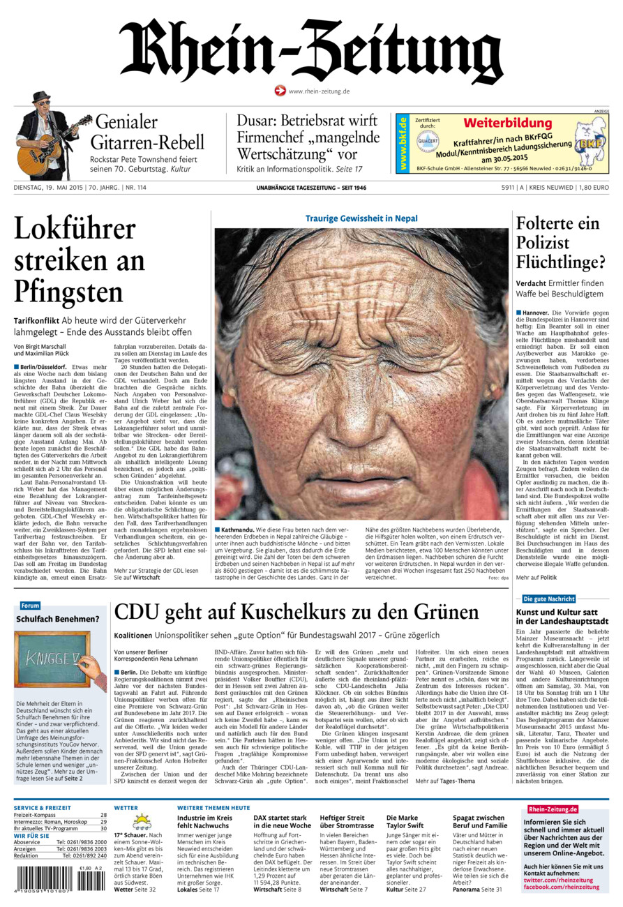 Rhein-Zeitung Kreis Neuwied vom Dienstag, 19.05.2015
