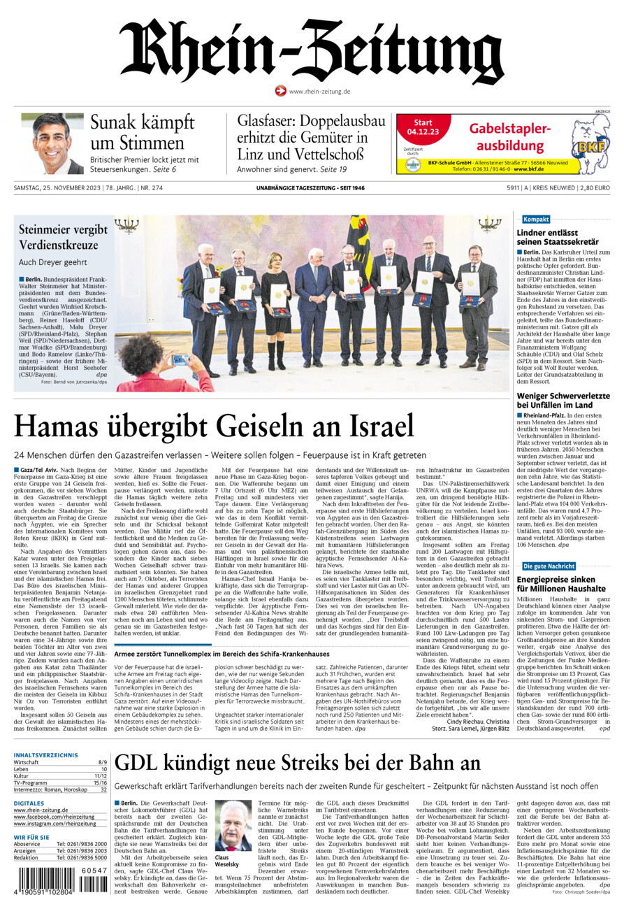 Rhein-Zeitung Kreis Neuwied vom Samstag, 25.11.2023