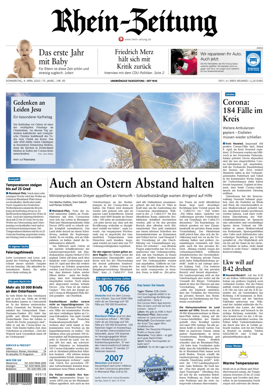 Rhein-Zeitung Kreis Neuwied vom Donnerstag, 09.04.2020