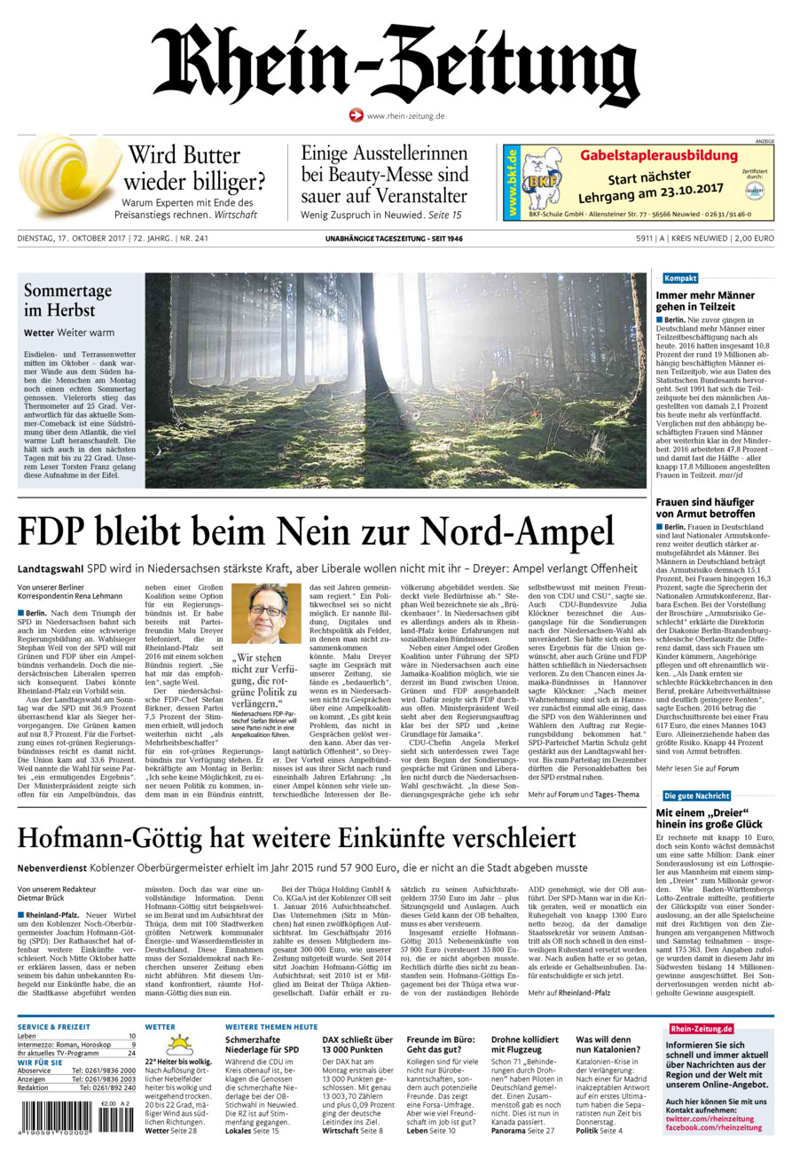 Rhein-Zeitung Kreis Neuwied vom Dienstag, 17.10.2017