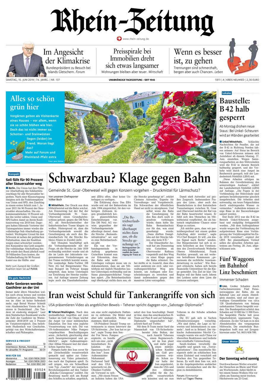 Rhein-Zeitung Kreis Neuwied vom Samstag, 15.06.2019