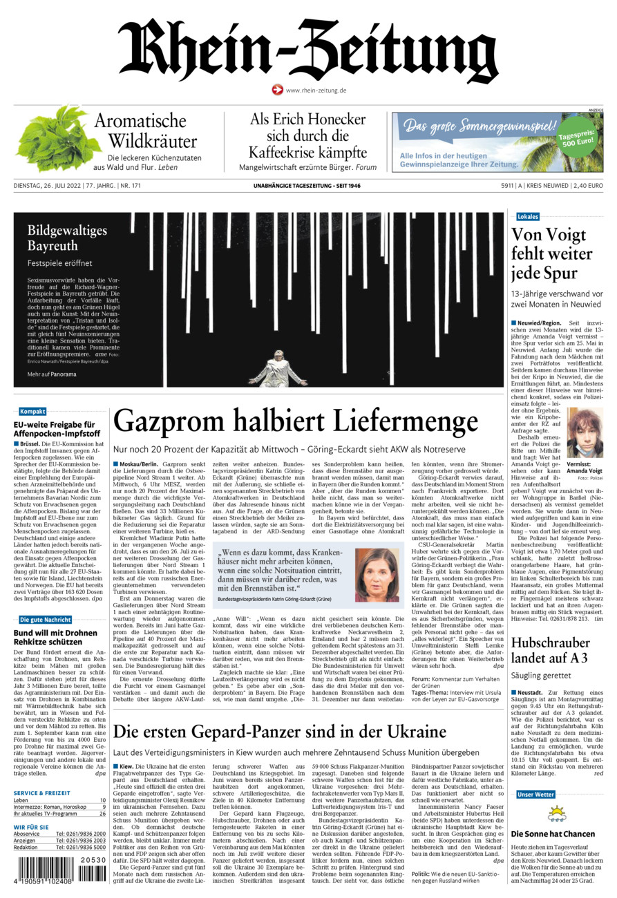 Rhein-Zeitung Kreis Neuwied vom Dienstag, 26.07.2022