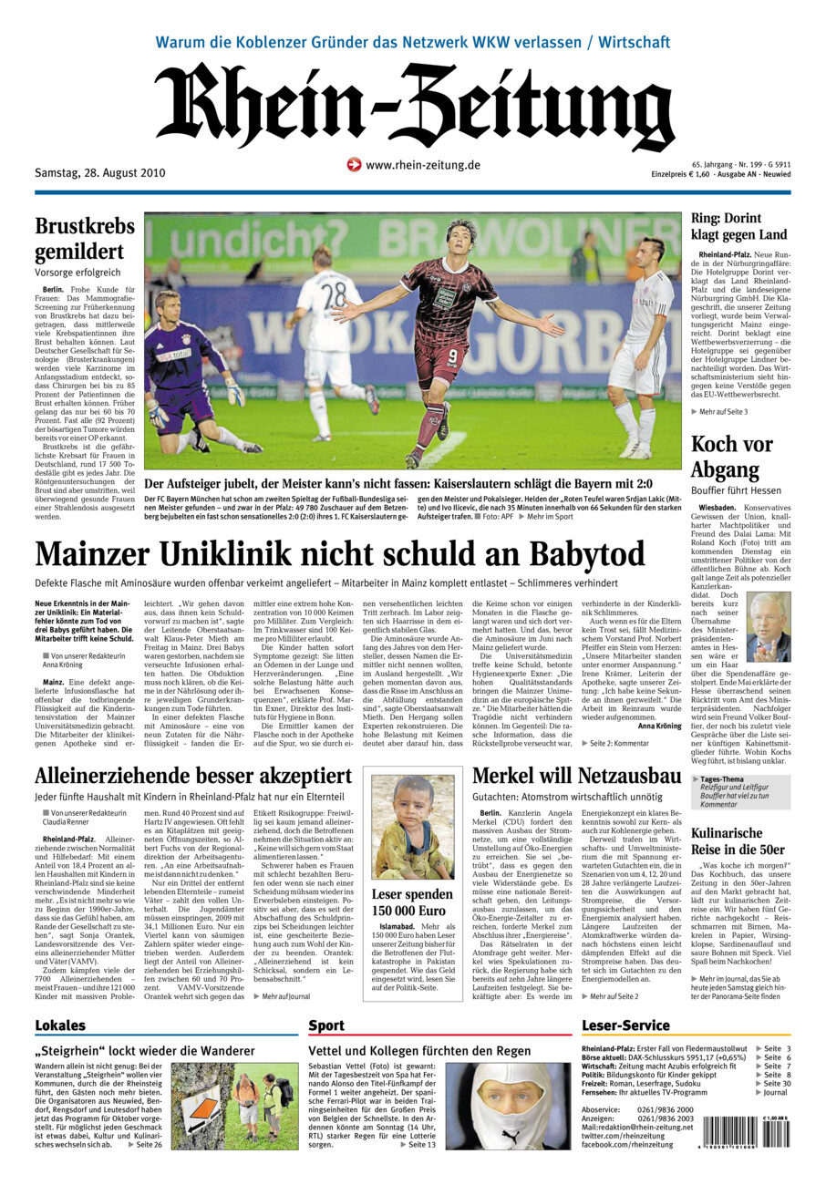 Rhein-Zeitung Kreis Neuwied vom Samstag, 28.08.2010
