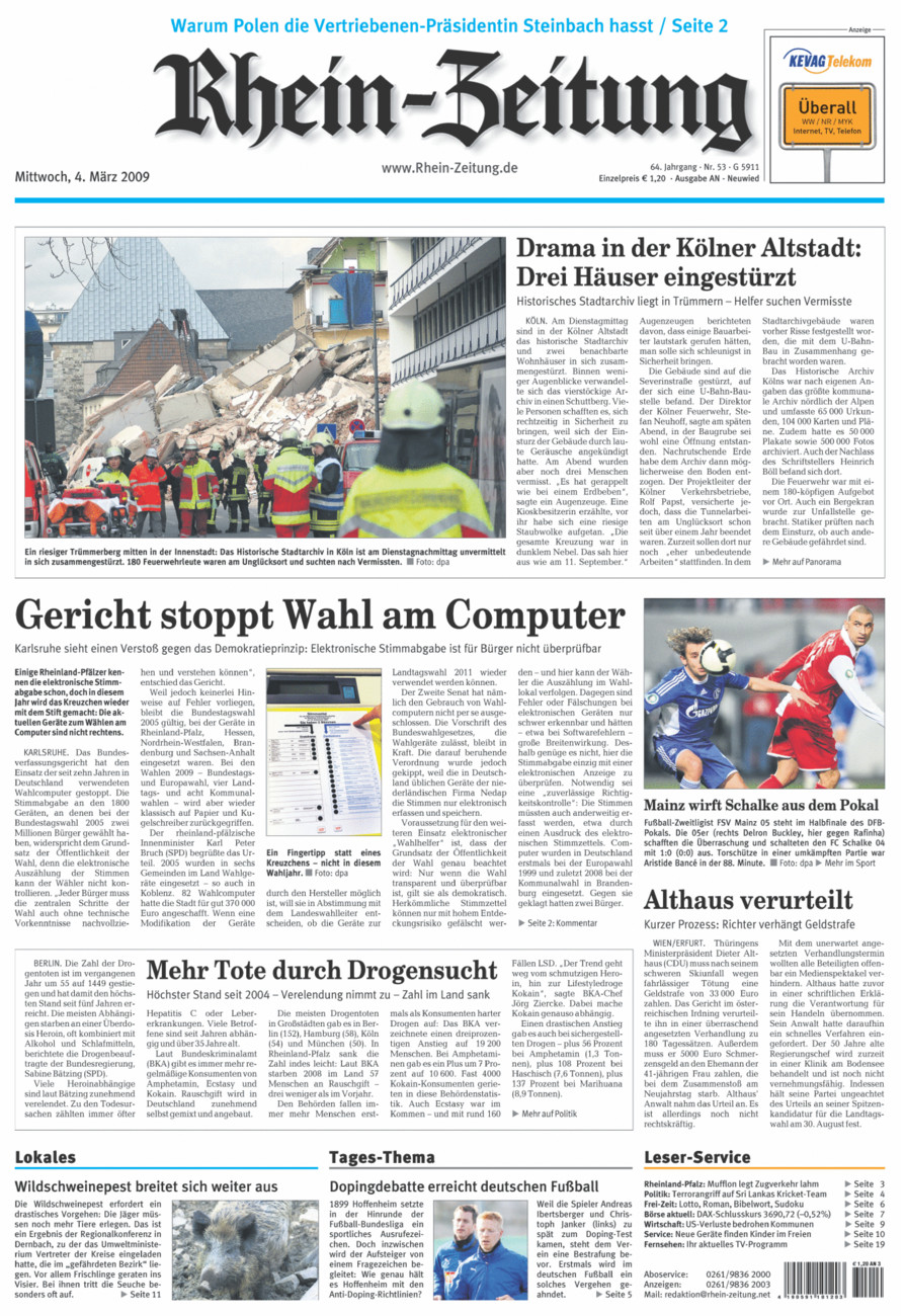 Rhein-Zeitung Kreis Neuwied vom Mittwoch, 04.03.2009